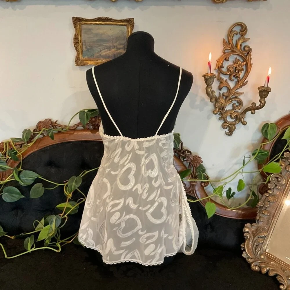 Vintage lingerie slip dress Bow Front V-Neck Slip Dress w/ Panties Back Size M - Picture 3 of 5
